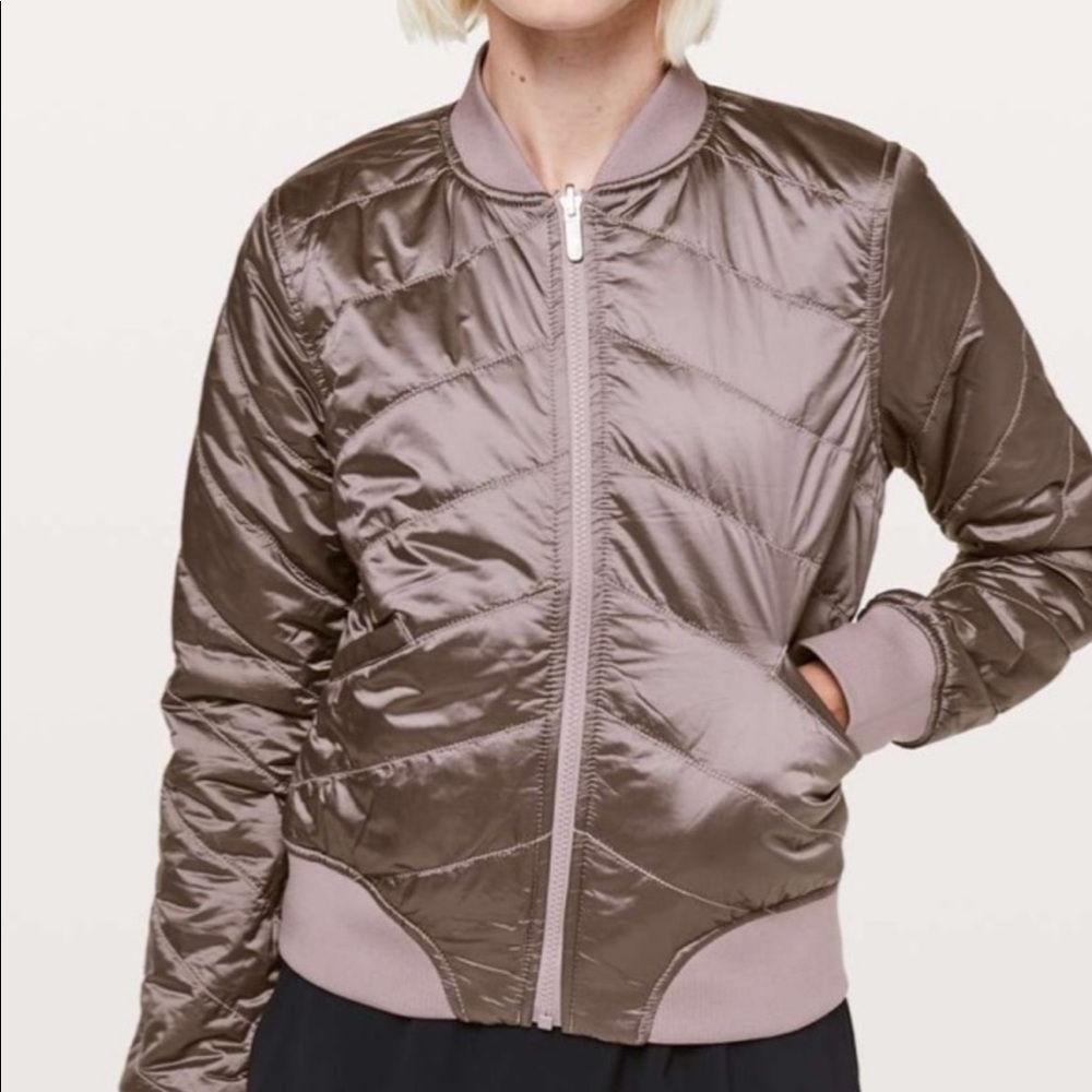 Lululemon bomber flip it and reverse it jacket NWT lilac/grey/dusty rose color